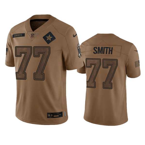 Men's Dallas Cowboys #77 Tyron Smith 2023 Brown Salute To Service Limited Football Stitched Jersey Dyin